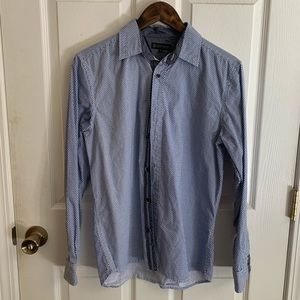 Blue and white button up